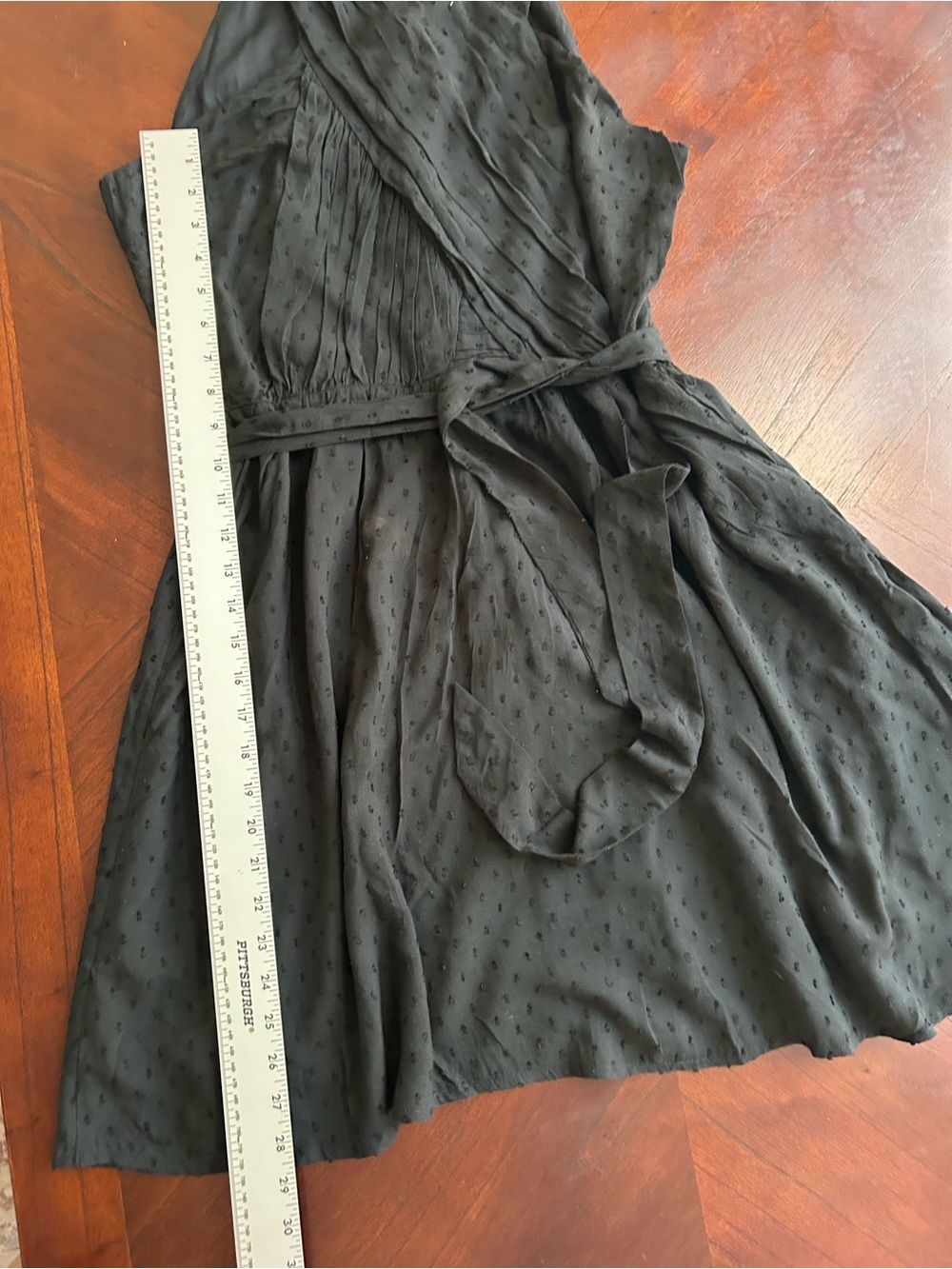Sleeveless Black Wrap Mini Dress with Waist Tie size s - Picture 4 of 8